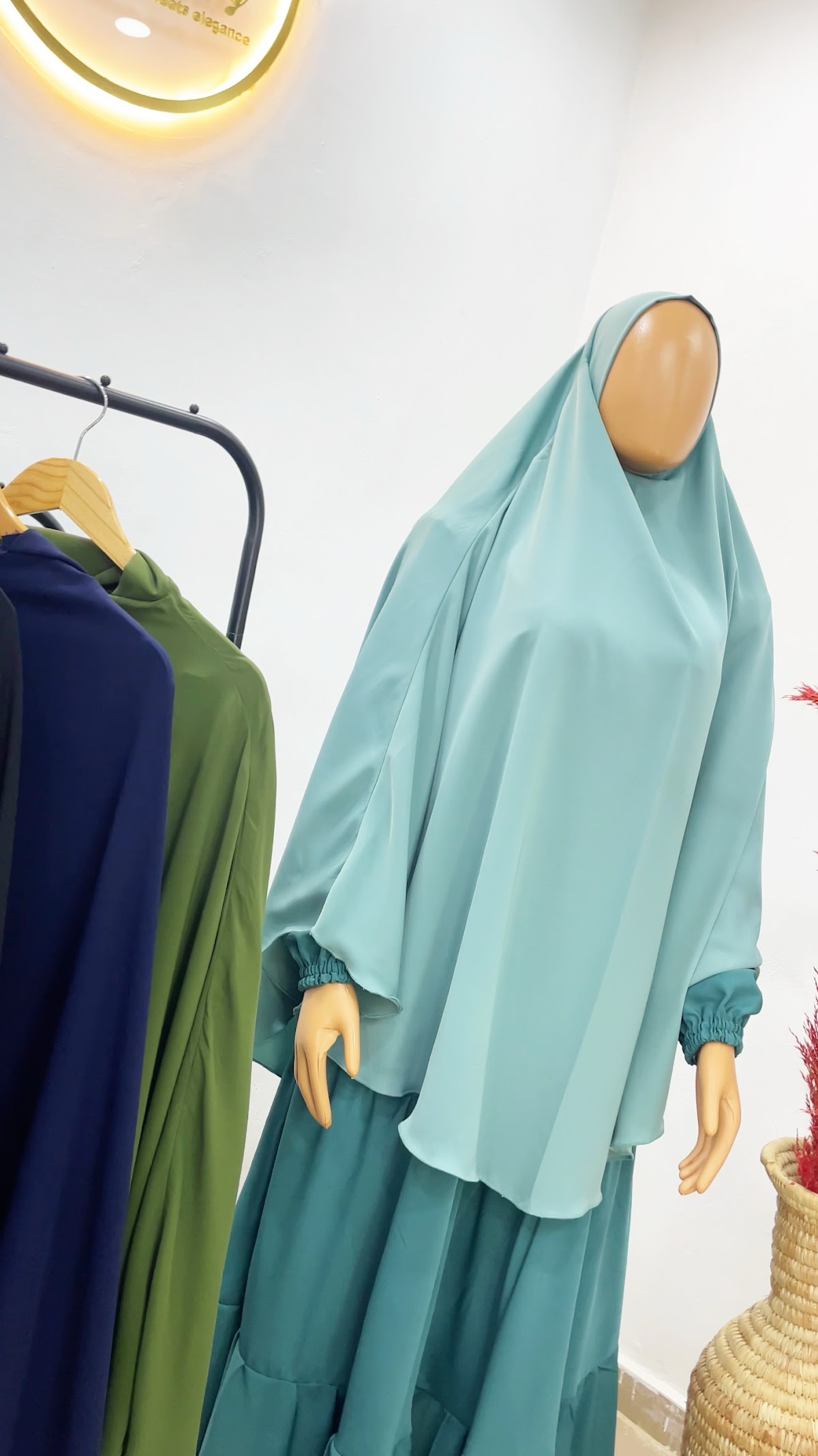 Modeste smocked cuff tied khimar & skirt