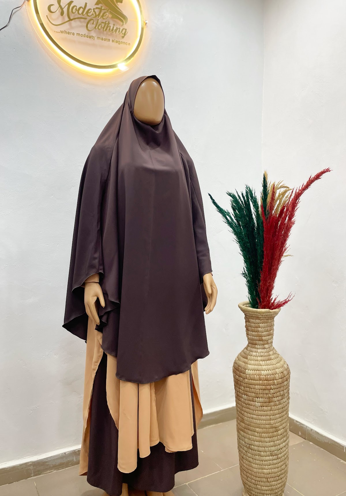 Modeste Layali chocolate brown split tunic set