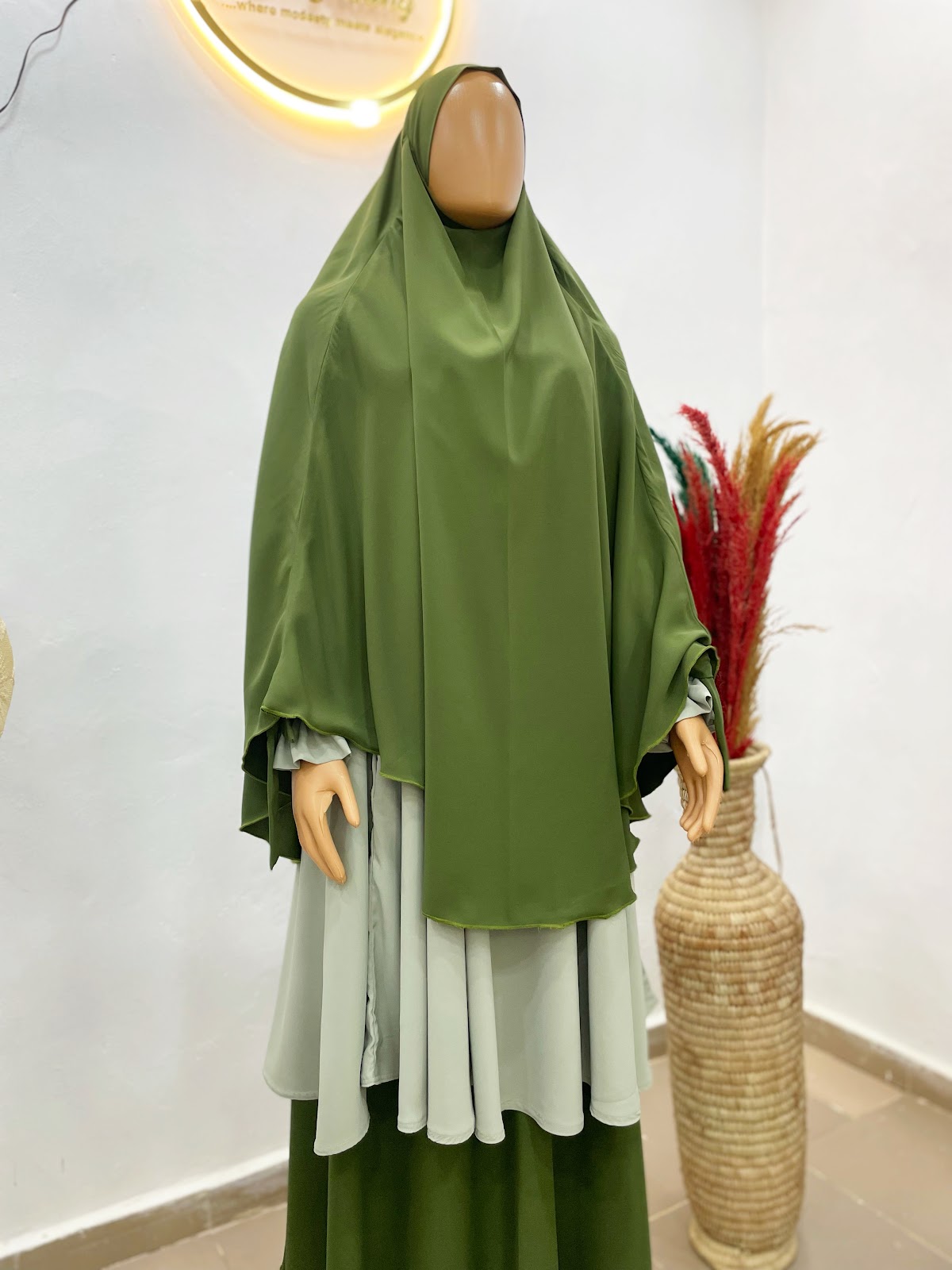 Modeste Safiya olive green tiered ruffle set