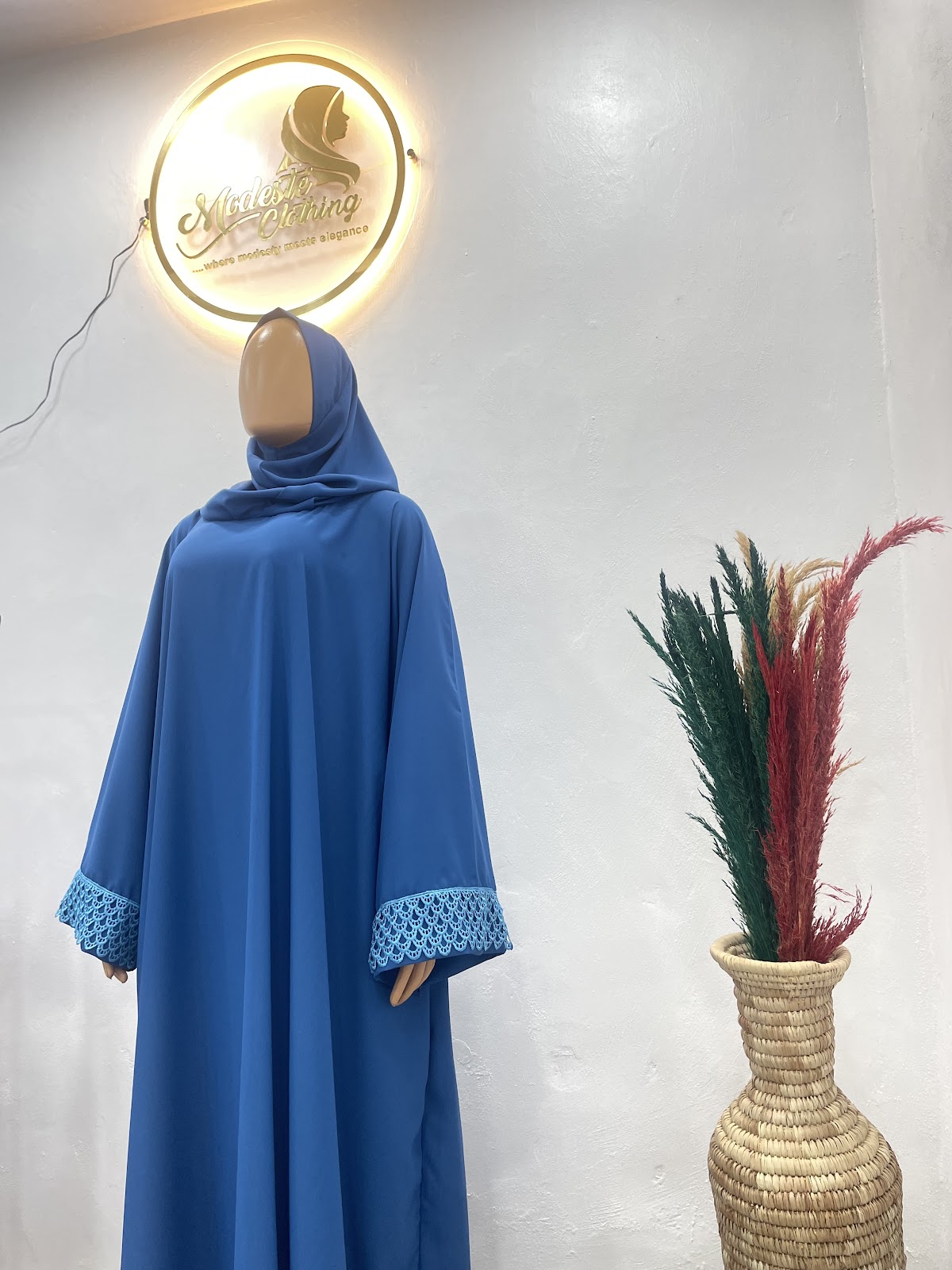 Modeste royal blue occasion abaya with matching wrap